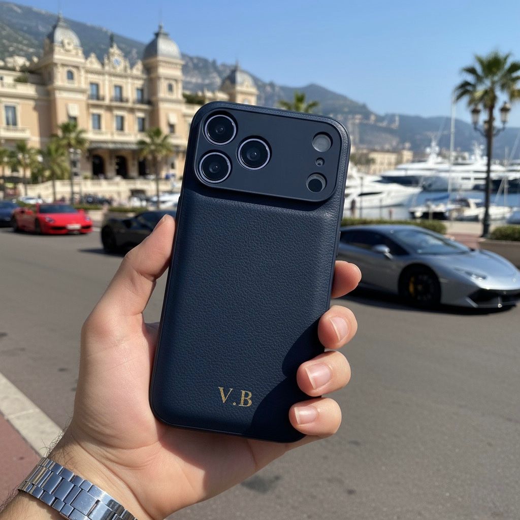 Navy Blue Gold Initials