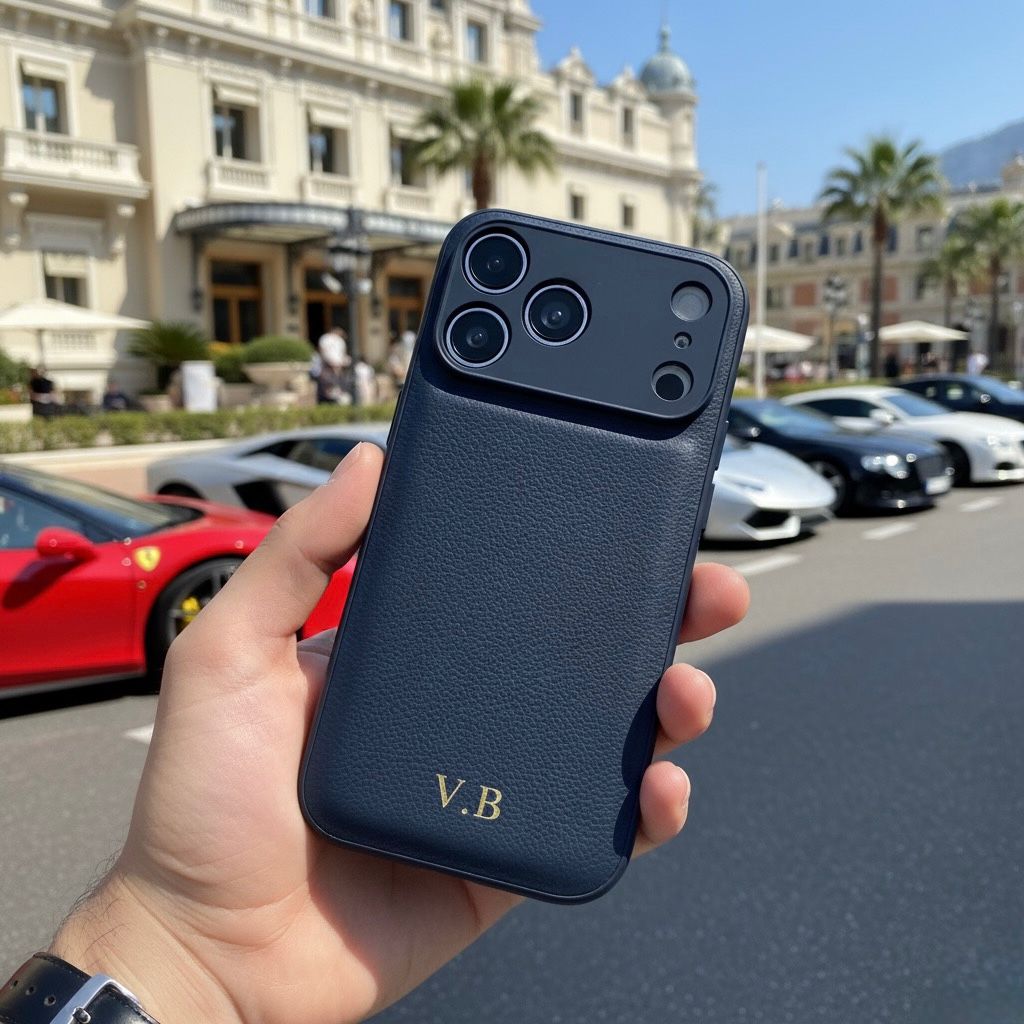 Navy Blue Gold Initials