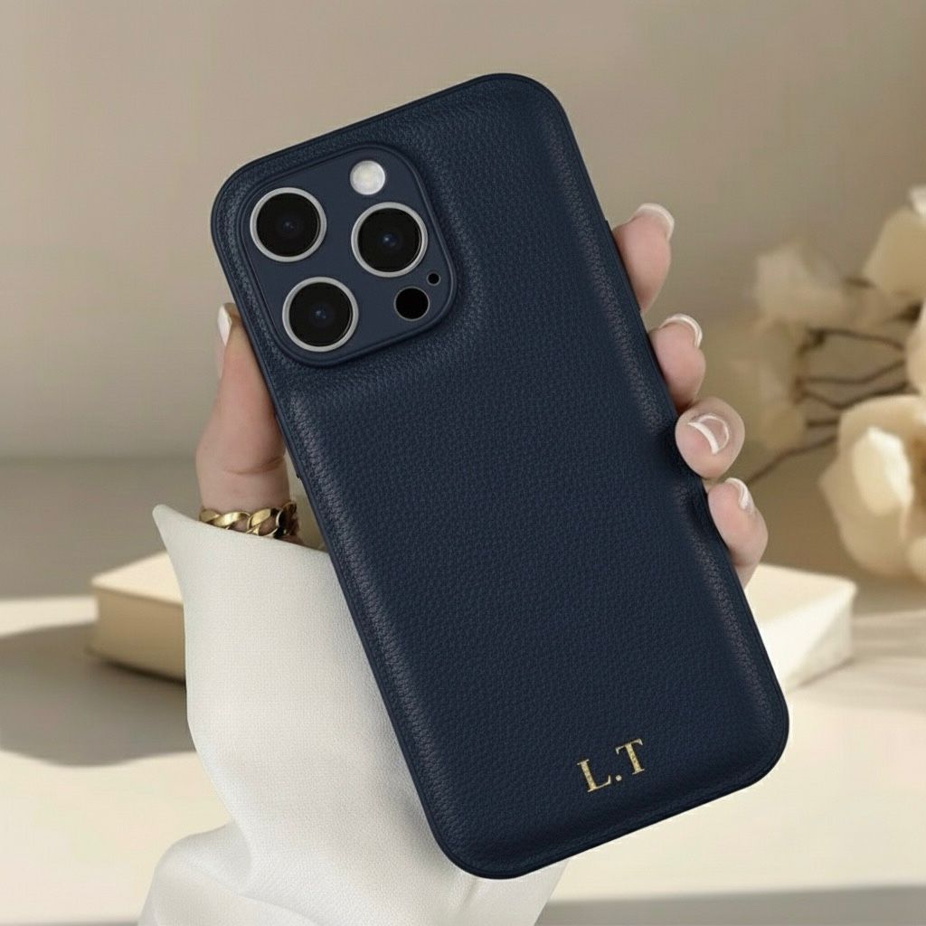 Navy Blue Gold Initials