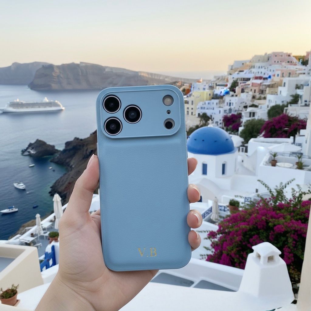 Light Blue Gold Initials